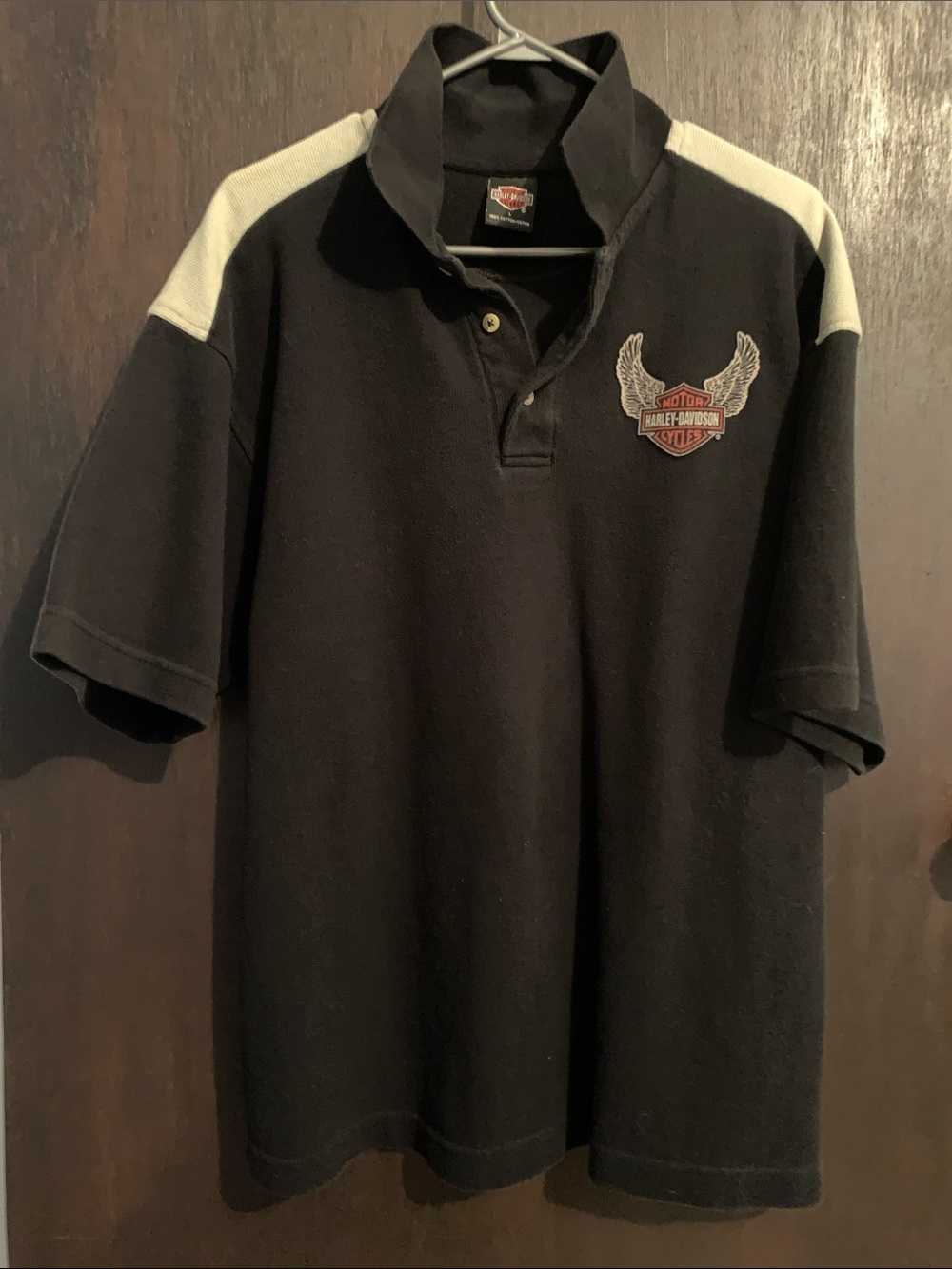 Harley-Davidson Black Polo with Cream Shoulder Panels